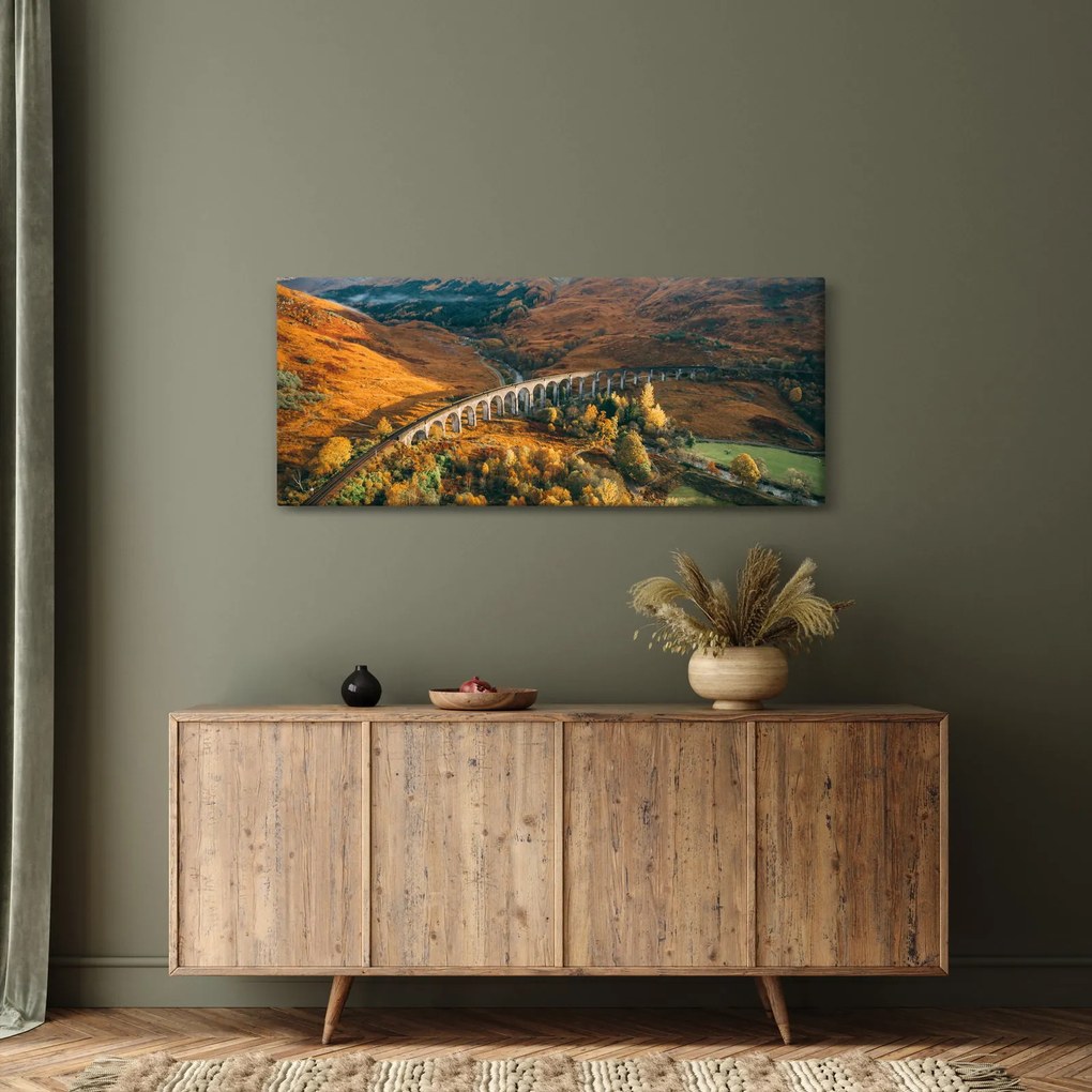 Tablou cu pod în valea din Scoția (120x50 cm)