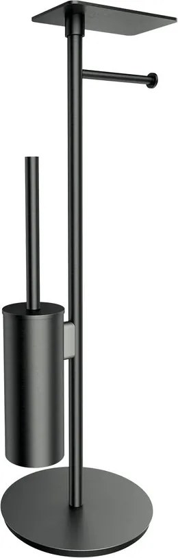 Suport hartie freestanding Omnires Modern Project cu spatiu pentru perie si raft finisaj grafit periat