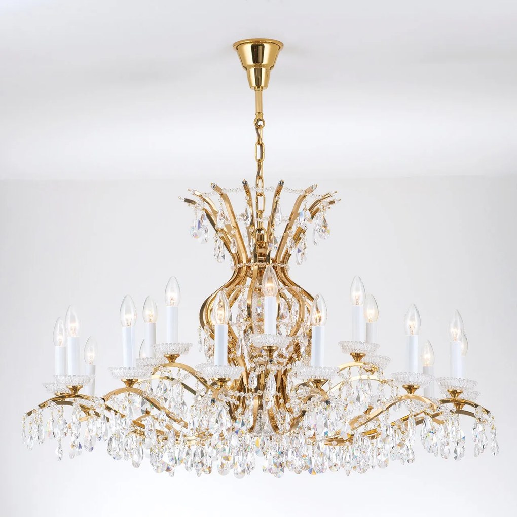 Candelabru XXL de lux cristal Scholer Hirohito 14+7L 24K gold plated