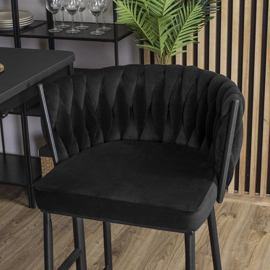 JAKS Scaun de bar Flores velvet negru