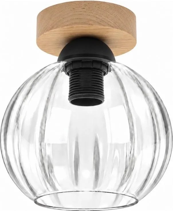 BRILAGI - Plafonieră LED RETRO GLASS 1xE27/60W/230V Ø 18 cm stejar/transparent