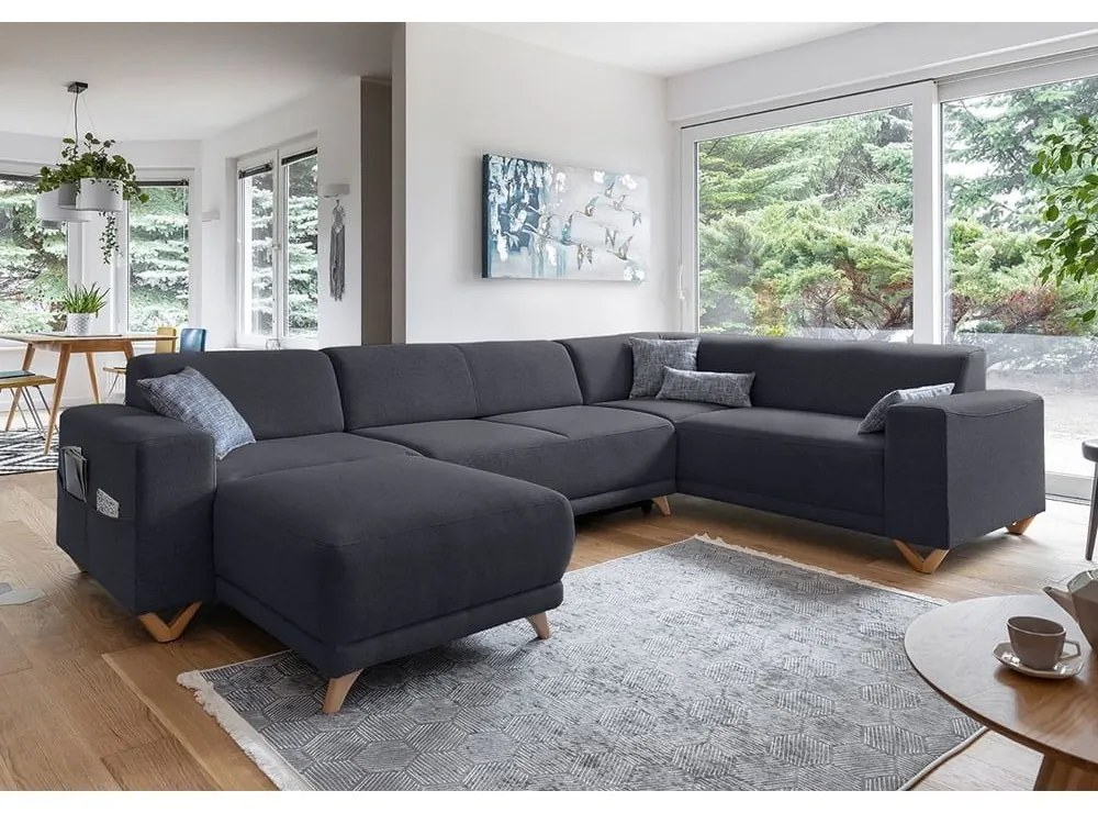 Colțar gri antracit extensibil/cu spațiu de depozitare (cu colț pe partea dreaptă/în formă de "U") Classy Sophie – Miuform