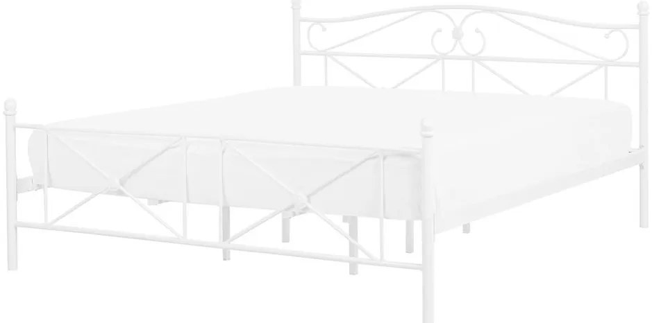 Pat matrimonial 140 cm RANDEZ (metal) (alb) (cu somieră). 1018569