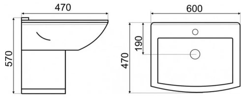 Lavoar ceramic Kleopatra 14, cu piedestal 60x47 cm