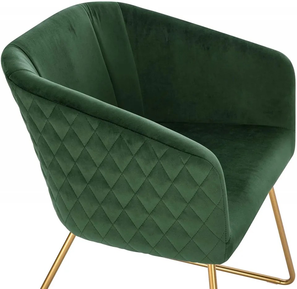 SCAU208 - Scaun masuta toaleta machiaj cosmetica tapitat, scaun living - Verde - Auriu