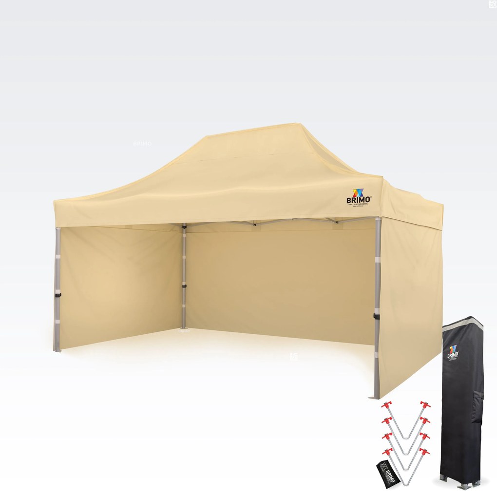 Cort promoțional profesional tip foarfecă 3x4,5m | Profil ALU masiv 1,8mm - cu 3 pereți - Bej