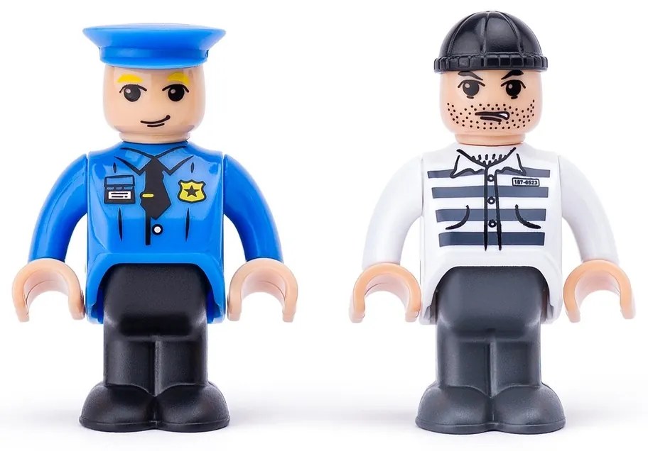 Mașinuță Woody Poliție cu figurine pentrutrenuleț, albastră