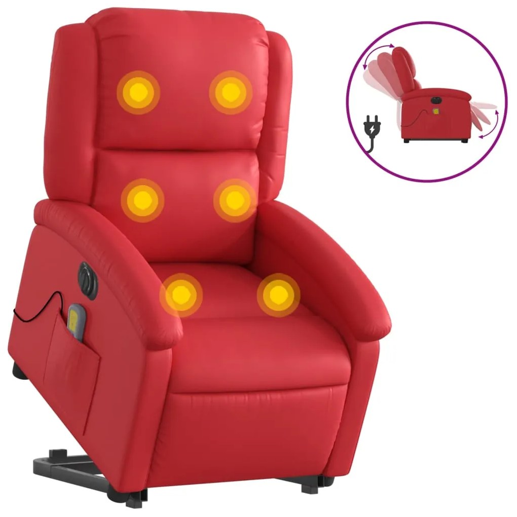 3204252 vidaXL Fotoliu electric masaj rabatabil cu ridicare, roșu