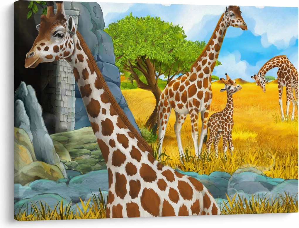 Tablou - Familia girafelor (70x50 cm)