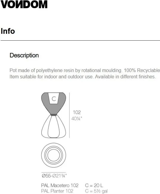 Ghiveci plante, flori design decorativ modern pentru amenajari interioare si exterioare, SPAGHETTI PLANTER 51022R Vondom