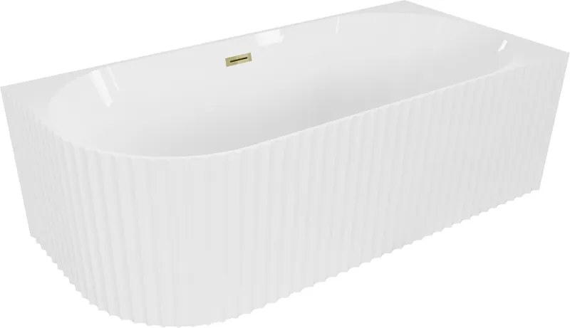 Mexen Gia cadă de baie freestanding colț dreapta 150 x 75 cm, alb lucios, preaplin auriu - 52701507500P-50