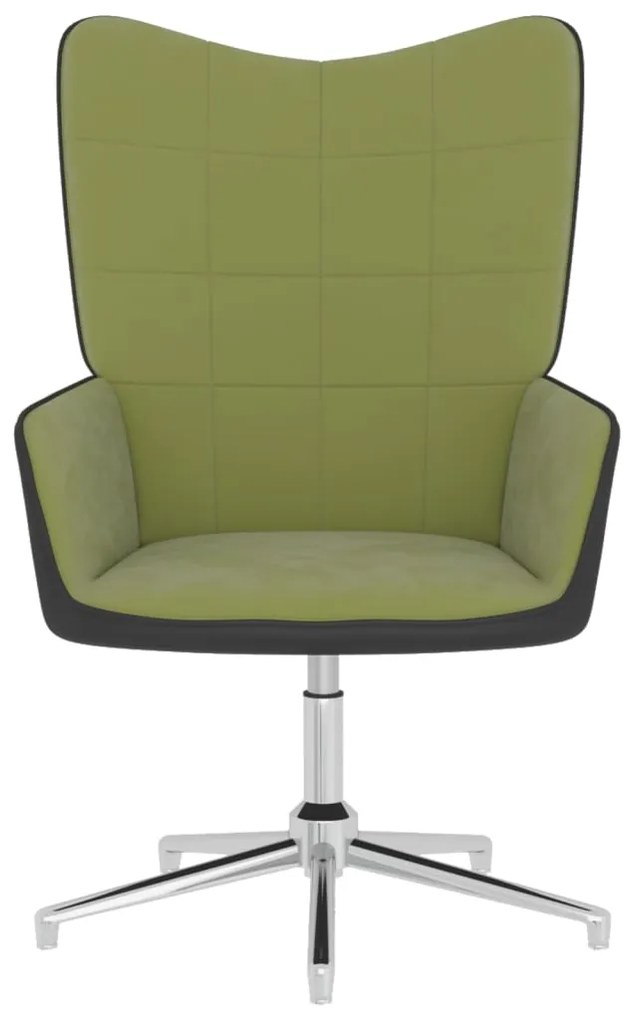 327856 vidaXL Scaun de relaxare, verde deschis, catifea și PVC