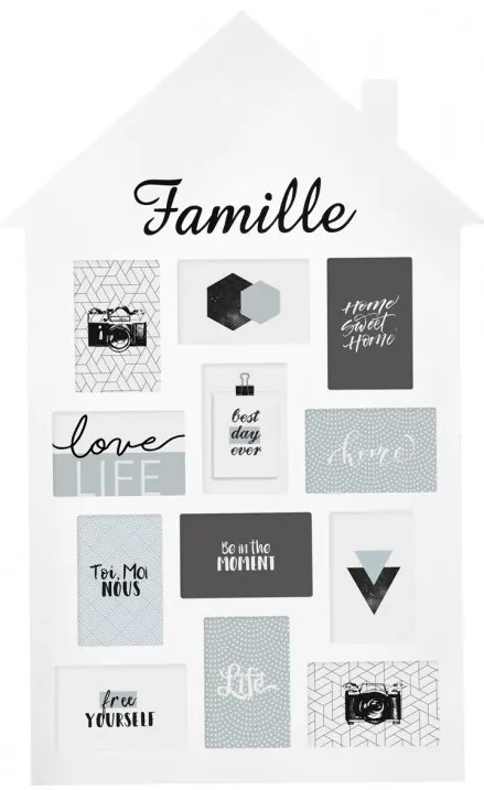 Rama foto Maison White, MDF alb, 12 poze, 52 x 1.5 x 82.5 cm
