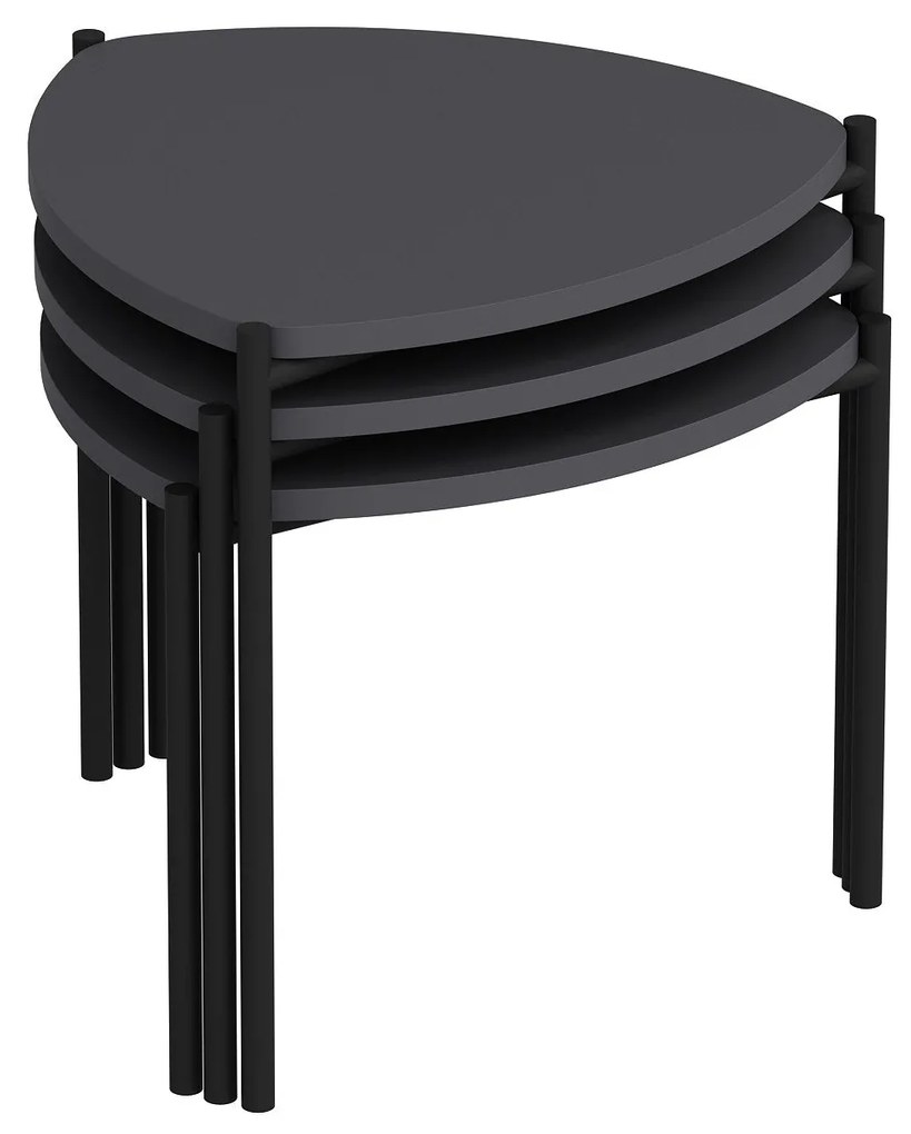 Masuta de cafea set (3 bucăți) Lenny - Anthracite