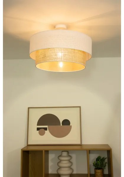 Lustră aplicată BORHO, 1xE27/60W/230V, Ø 50 cm, alb/iută