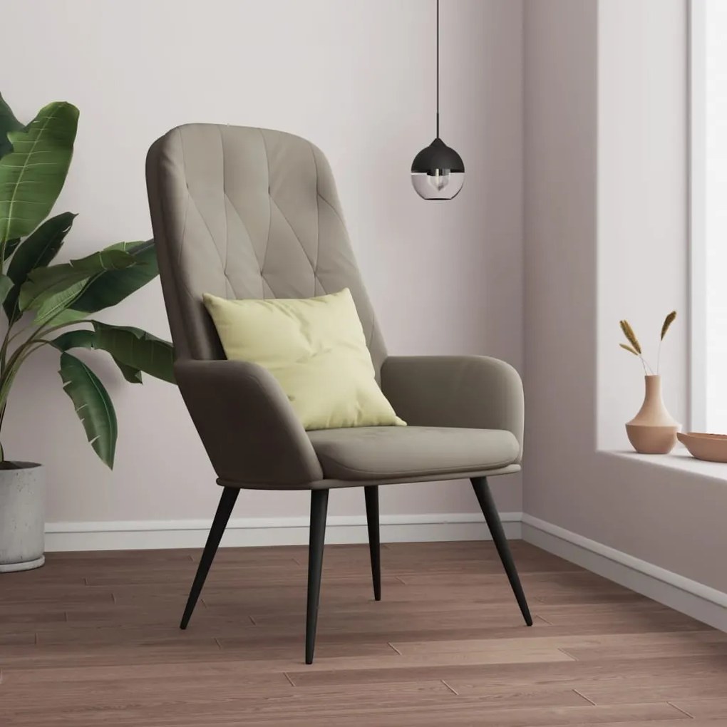 vidaXL Scaun de relaxare, gri deschis, catifea