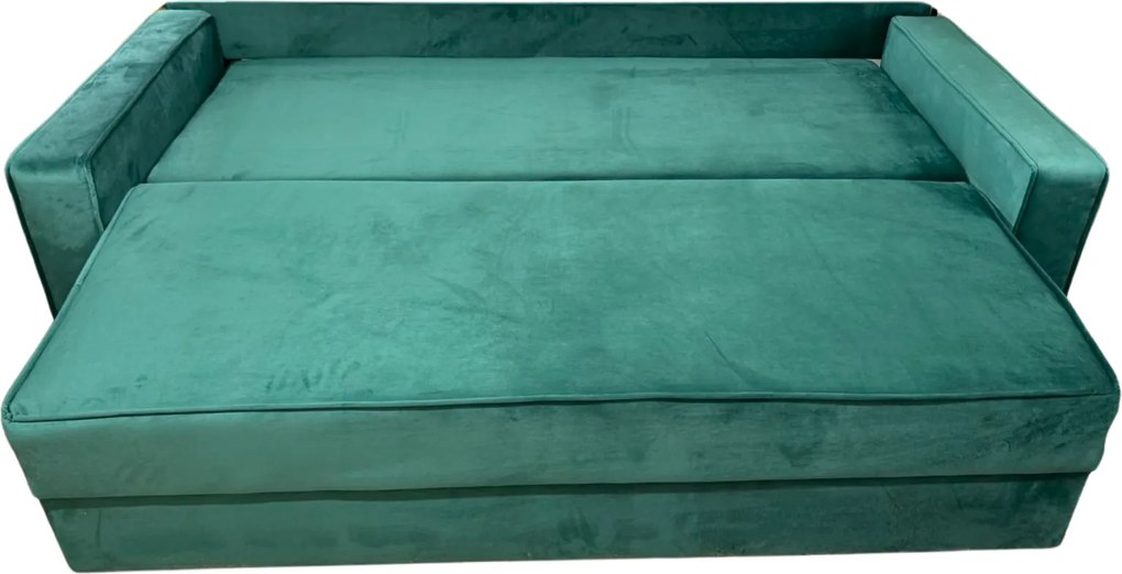 Canapea LARISA extensibila, 3 locuri, cu lada de depozitare, catifea verde smarald , 220x95x85 Verde Smarald, Catifea