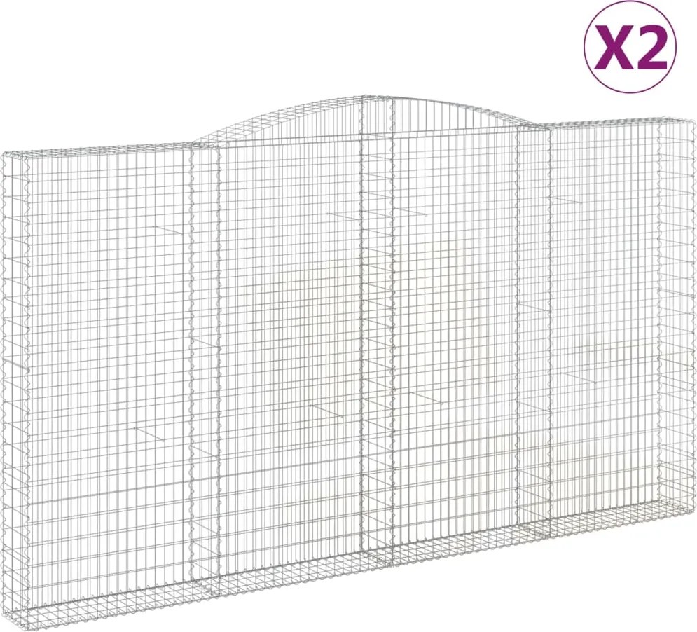 vidaXL Coșuri gabion arcuite, 2 buc, 400x30x220/240cm, fier galvanizat