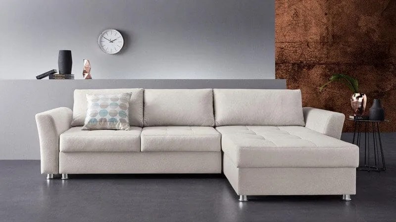 Colțar extensibil cu ladă de depozitare Leon Creme 260x182 cm