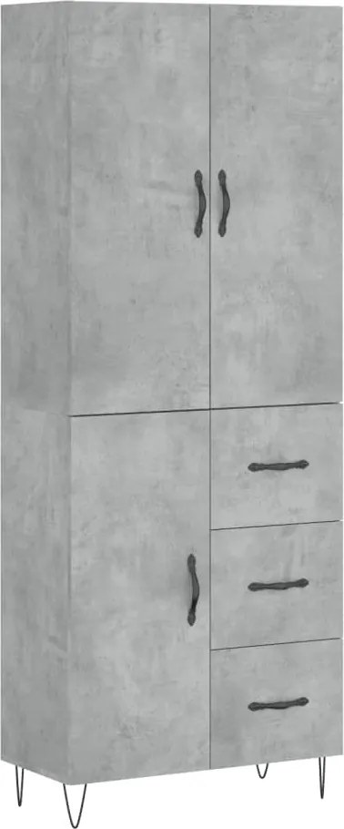 vidaXL Dulap înalt, gri beton, 69,5x34x180, lemn compozit