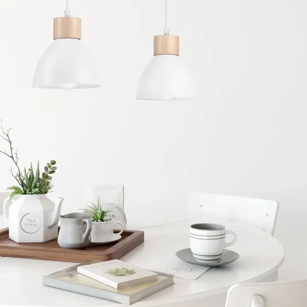 Lustră pe cablu NICO 2xE27/60W/230V albă