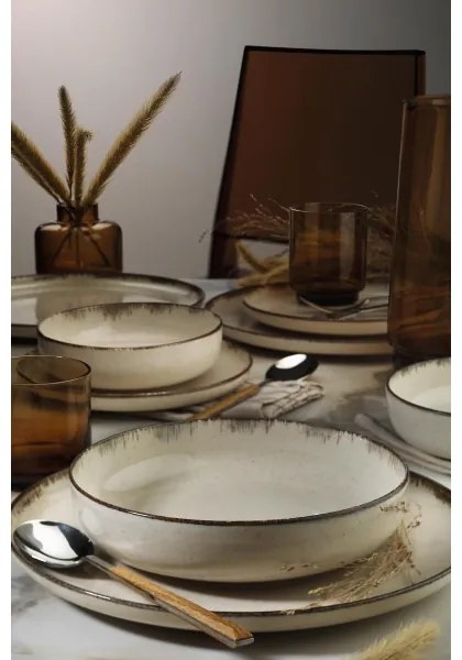 Set de veselă, 16 piese, bej/porțelan