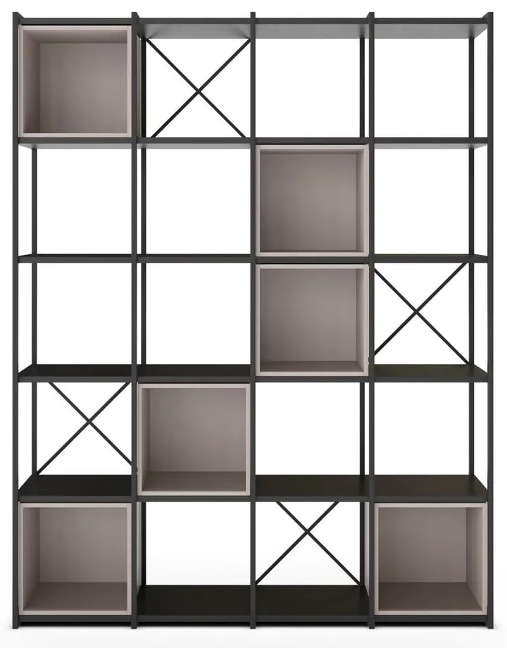 Bibliotecă neagră/crem 140x179 cm Anya – Marckeric