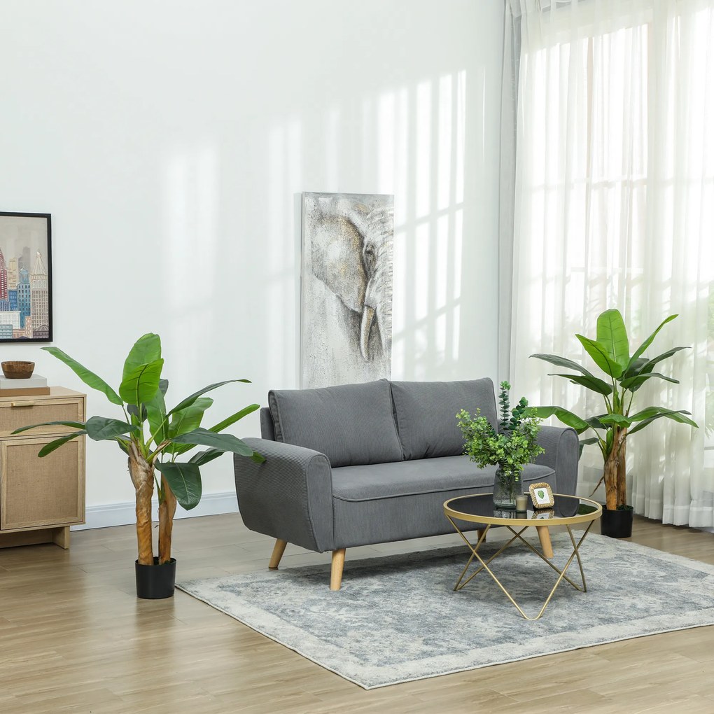 HOMCOM Set de 2 plante artificiale interioare 120 cm bananieri în ghiveci pentru decor acasă, birou, living, dormitor | Aosom Romania