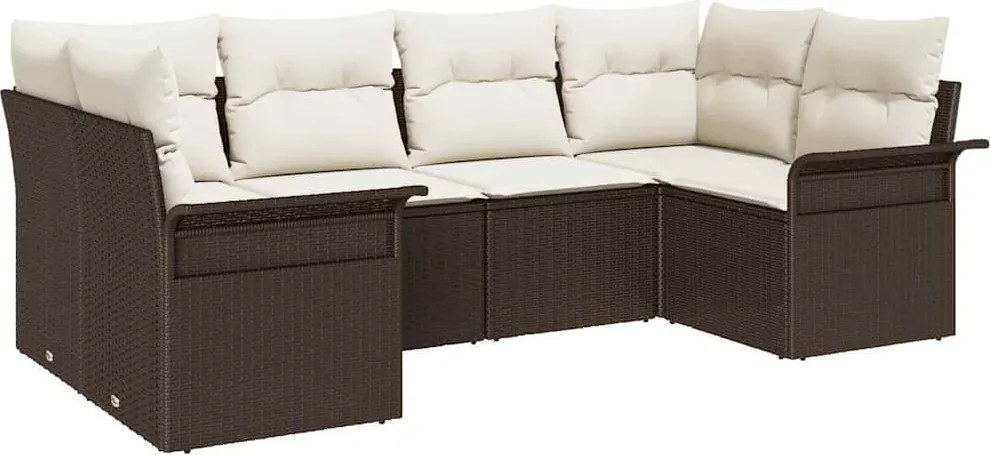 vidaXL Set de canapele pentru grădină cu pernă 6 pcs Maro Rattan poli