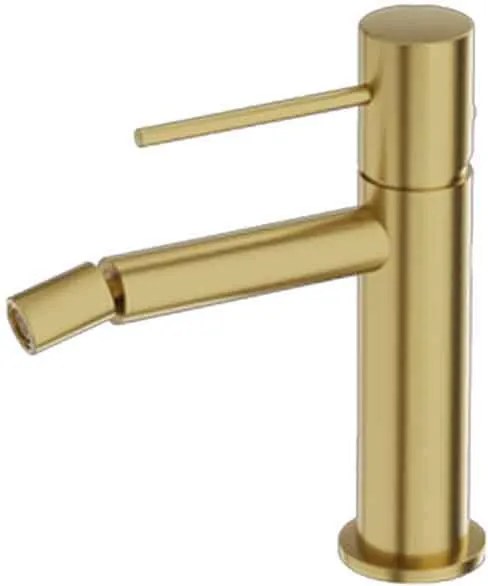 Baterie bideu din alama sanitara, auriu periat, pipa fixa 13 cm, LaVita Verdi Auriu