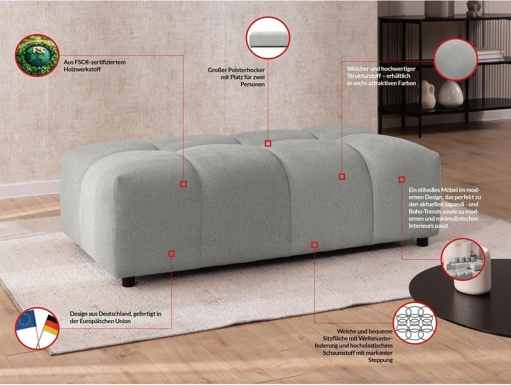 Taburet gri deschis Albane – Ropez