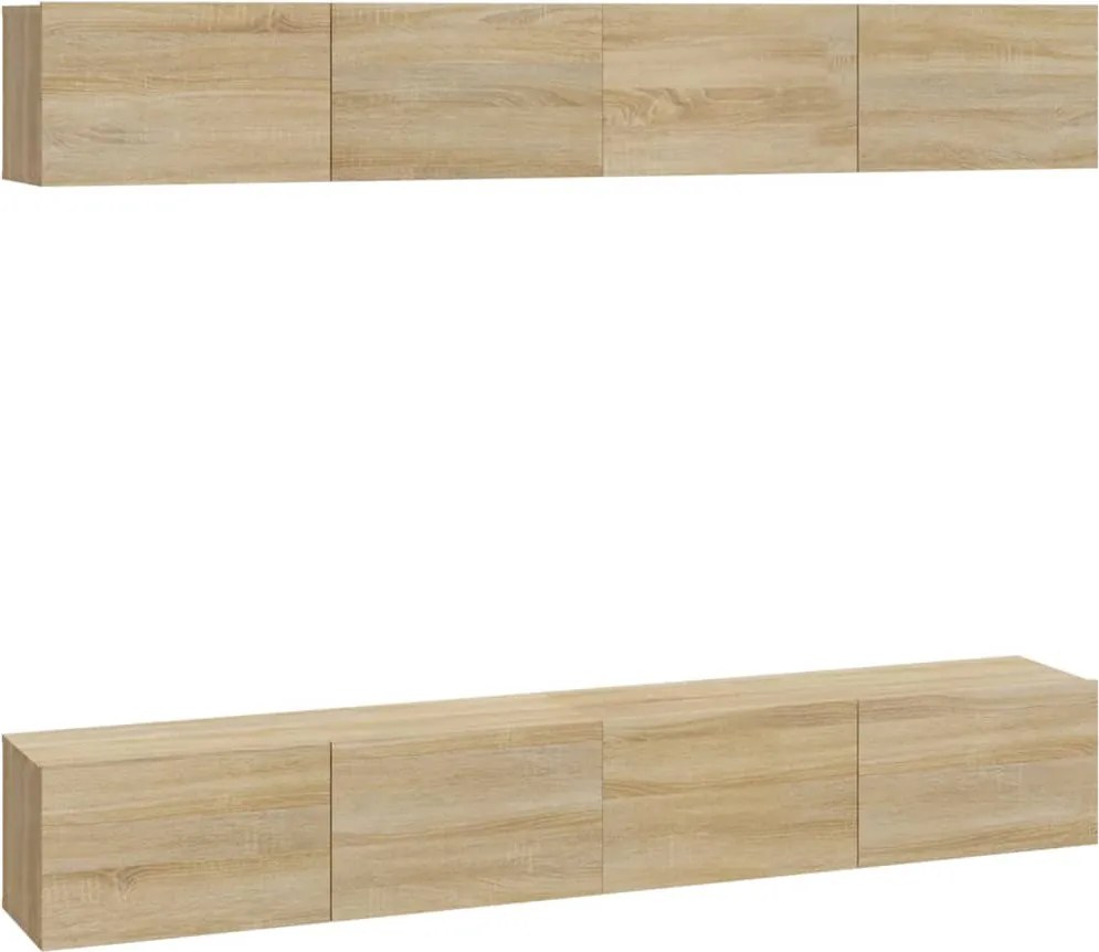 vidaXL Dulapuri TV de perete, 4 buc, stejar sonoma, 100x30x30 cm