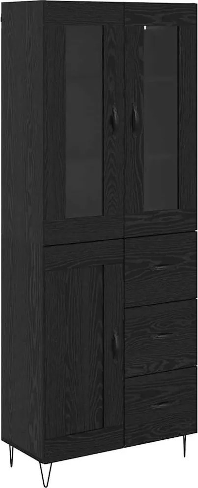vidaXL Bufet cu sertar Stejar Negru 69,5 x 34 x 90 cm Lemn compozit