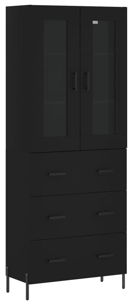3198410 vidaXL Dulap înalt, negru, 69,5x34x180 cm, lemn compozit