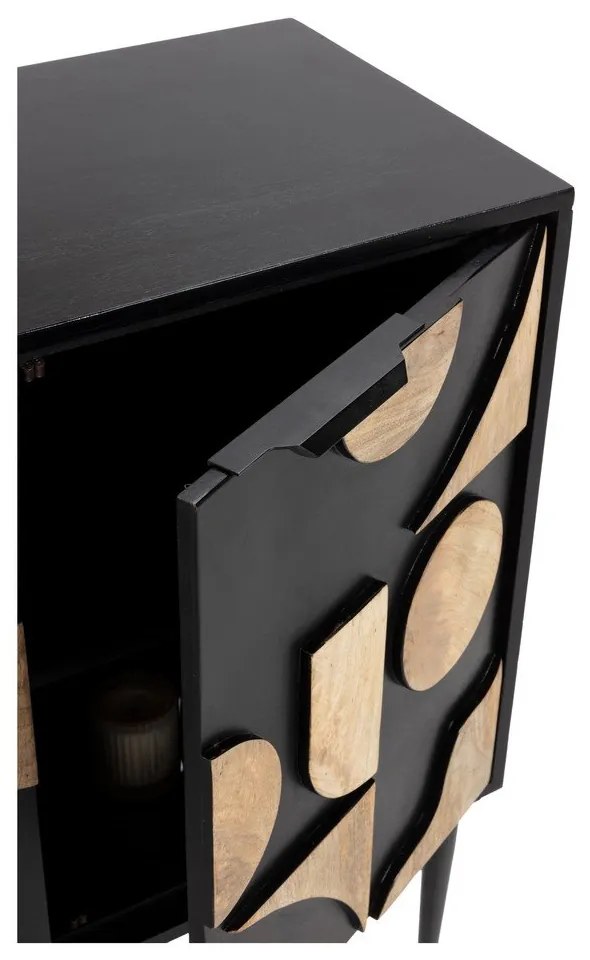 Comodă neagră din lemn de mango 175x90x40 cm Navya – MOME