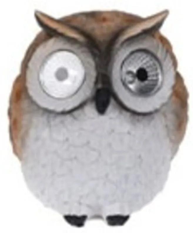 Lampa solara Owl, 14x14.5x15.5 cm, poliston, maro