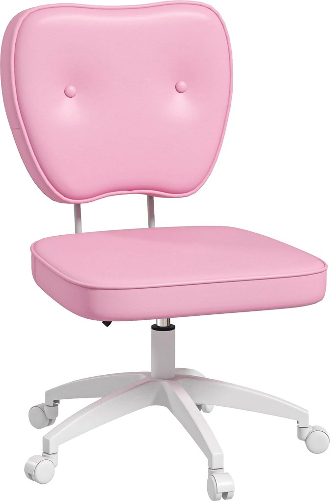 Vinsetto Scaun de birou fără brațe, înălțime reglabilă, rotativ, până la 120 kg, piele ecologică, Roz | Aosom Romania