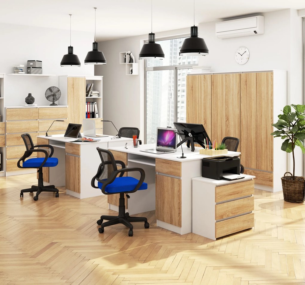 Masă PC Bahadur (Alb + Stejar sonoma). 1069617