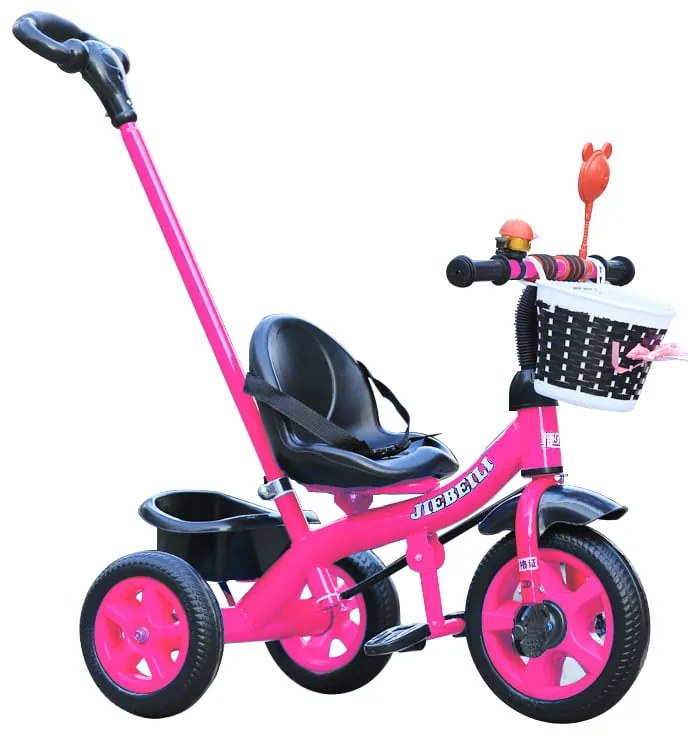Tricicleta cu pedale pentru copii 2-5 ani, cu maner parental detasabil, Roz