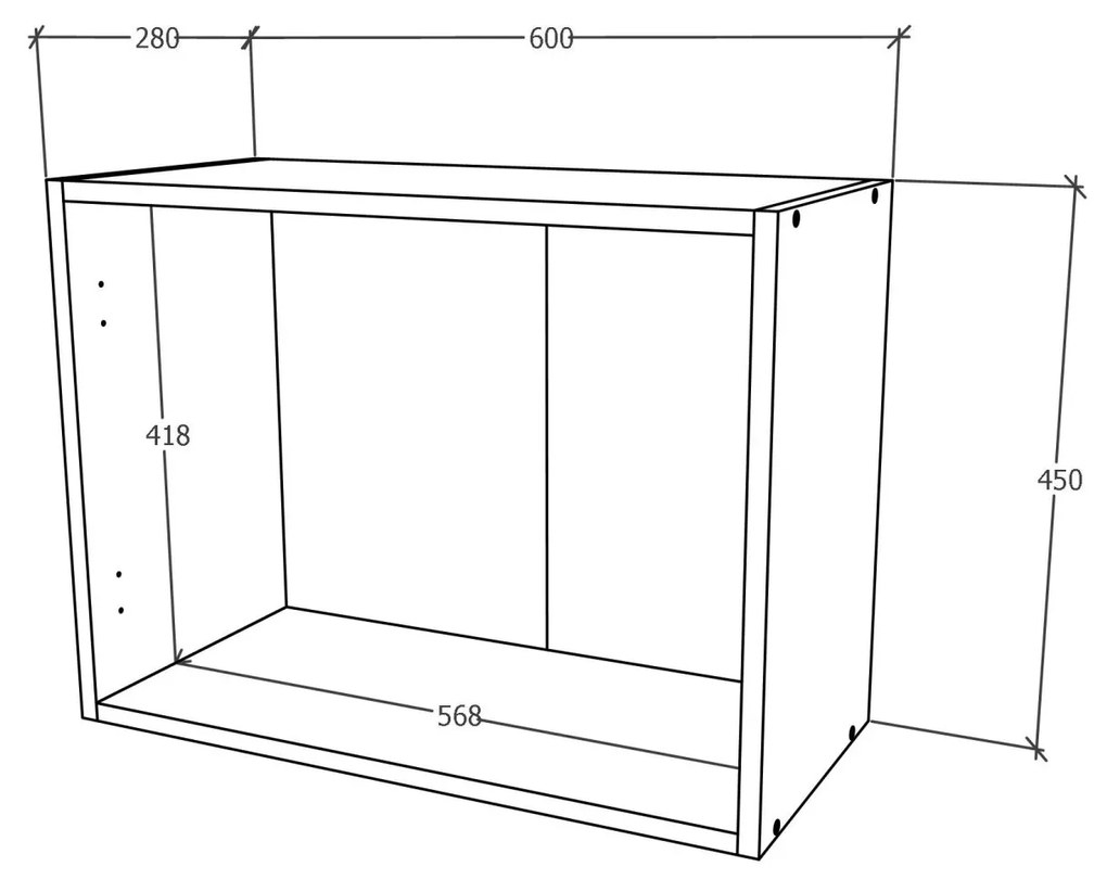 Corp haaus Karo, Stejar Sonoma Inchis/Alb, 60 x 30 x 45 cm