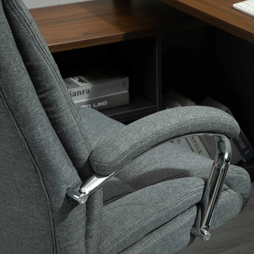 Vinsetto Scaun de birou cu funcție de balans, scaun ergonomic cu brațe capitonate, suport pentru cap ajustabil, scaun de birou rotativ cu spătar din nailon Gri 65 x 78 x 110-118 cm | Aosom Romania