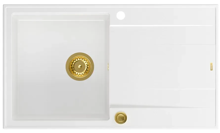 Chiuveta compozit incastrata Quadron Unique Evan 111 alb - auriu 86x50 cm