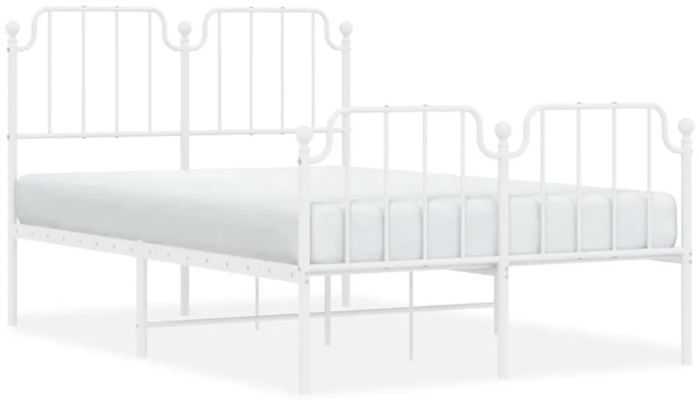 373952 vidaXL Cadru pat metalic cu tăblie de cap/picioare , alb, 120x200 cm
