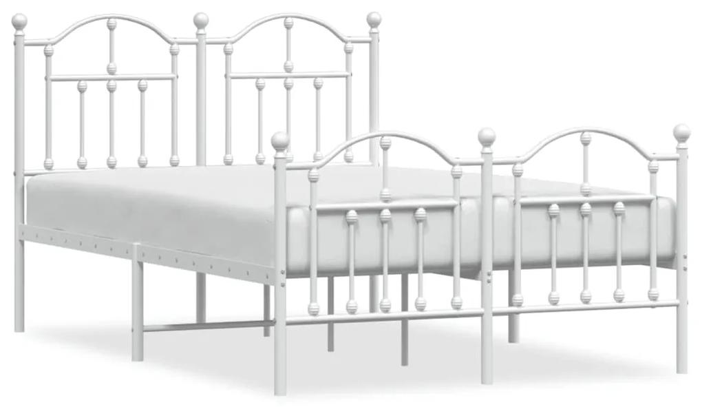 353504 vidaXL Cadru de pat metalic cu tăblie, alb, 120x200 cm