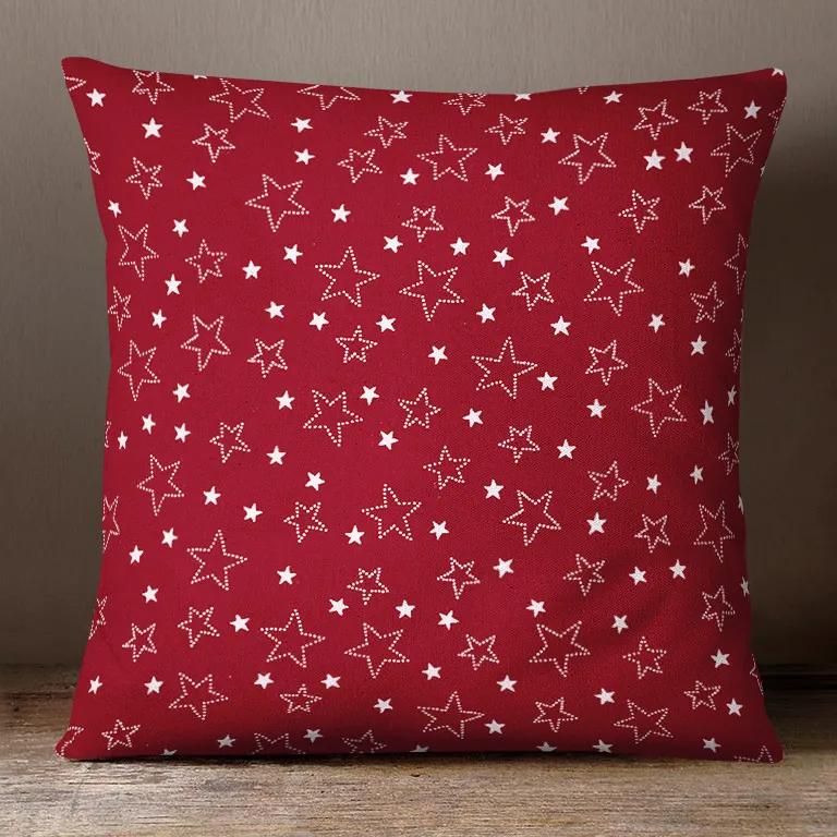 Goldea față de pernă din bumbac - model 015 de crăciun - steluțe albe pe roșu 40 x 60 cm