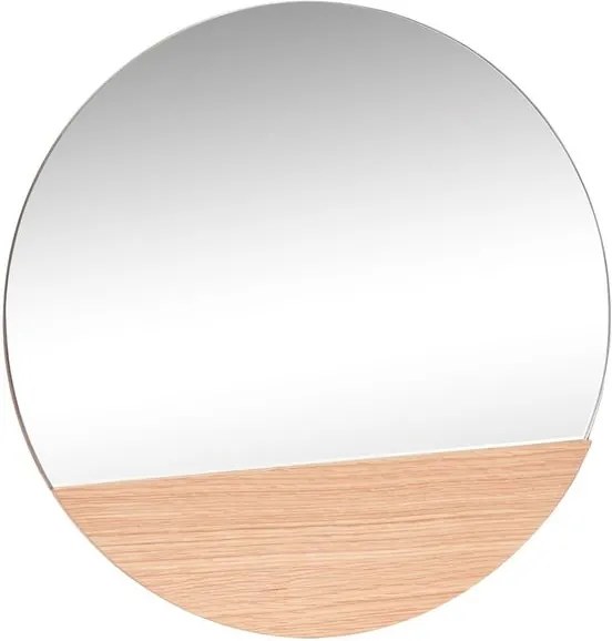 Oglinda rotunda cu baza lemn stejar 50 cm Oak Hubsch