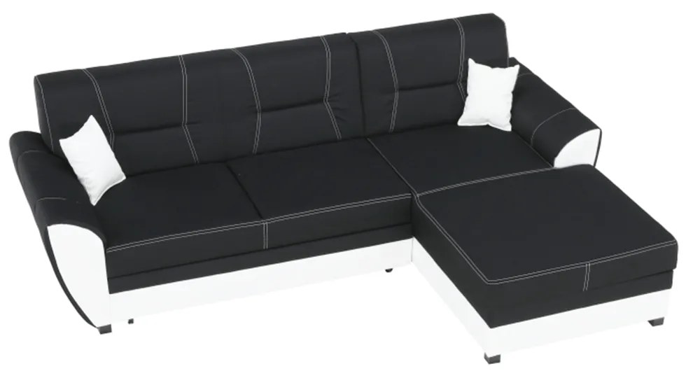 Colţar, piele ecologică albă/material textil negru, model dreapta, MARUTI