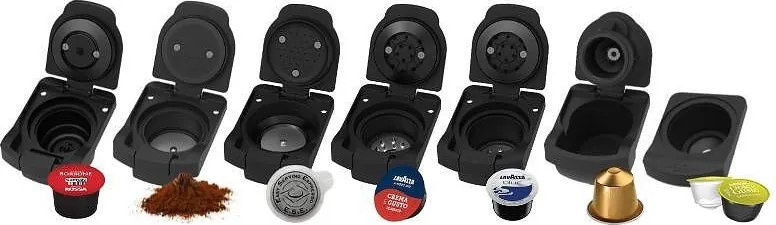 La mâna a doua: Espressor cu capsule 7in1 Crown CCM-1530B, 1400 W, 20 bar, 0.9 L, 7 adaptoare, Indicatoare LED, Controlul lungimii cafelei, Negru