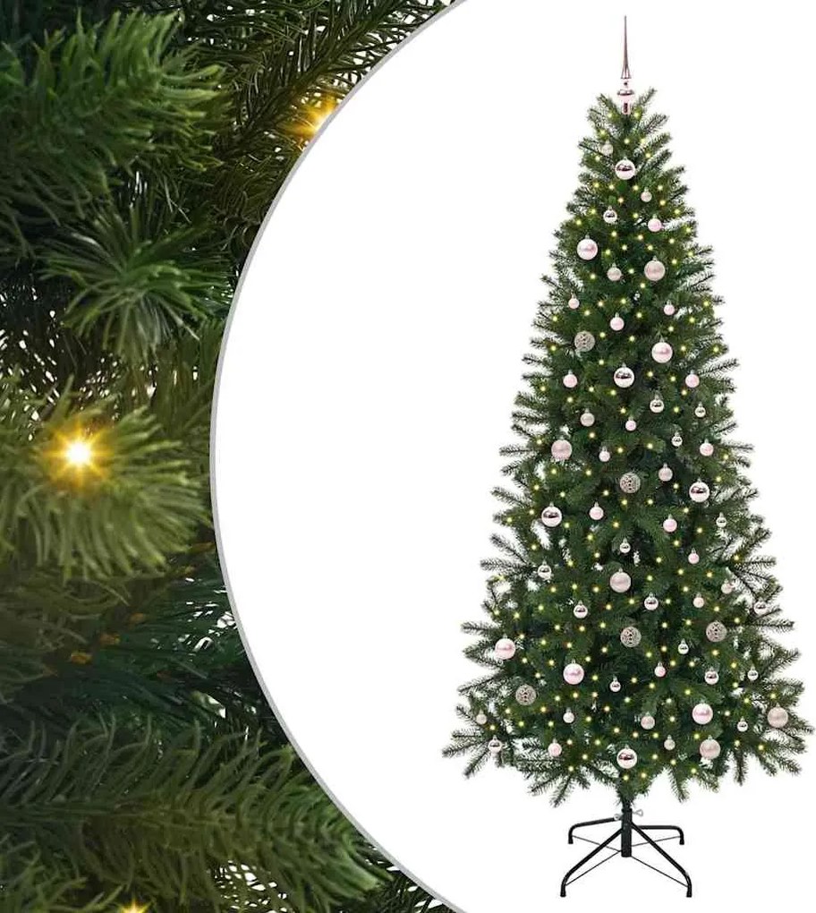 vidaXL Brad de Crăciun artificial cu 300 LED Verde 240 cm PE și PVC