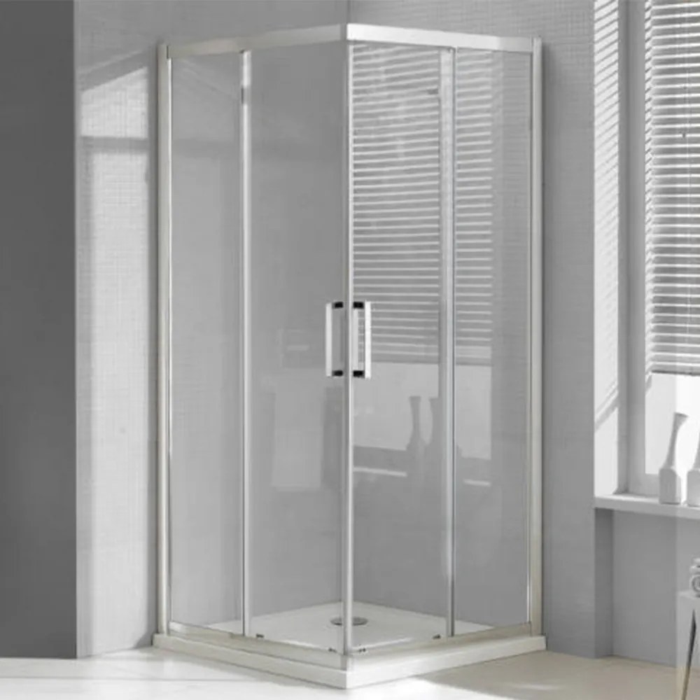 Cabină de duș cu ușă glisantă pătrată Apollo cu înveliș Easy Clean, fără cădiță de duș